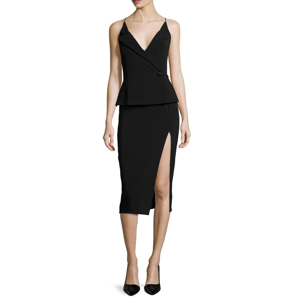 Cushnie Et Ochs Black High Slit Knee-Length Sleeveless Dress Little LBD Blazer 0